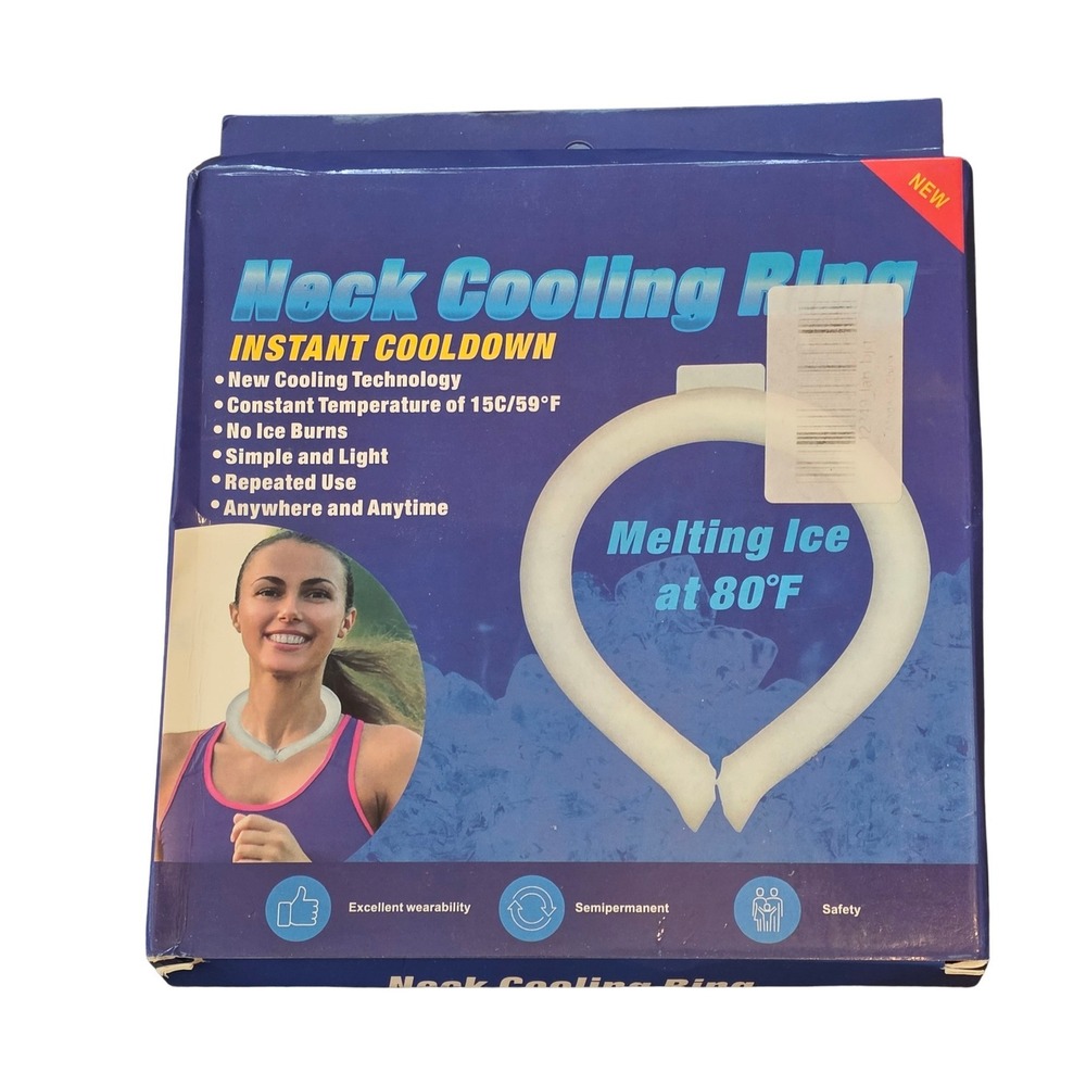 Neck Cooling Ring Instant Cooldown Wearable Ice Pack Blue Heat Relief NEW